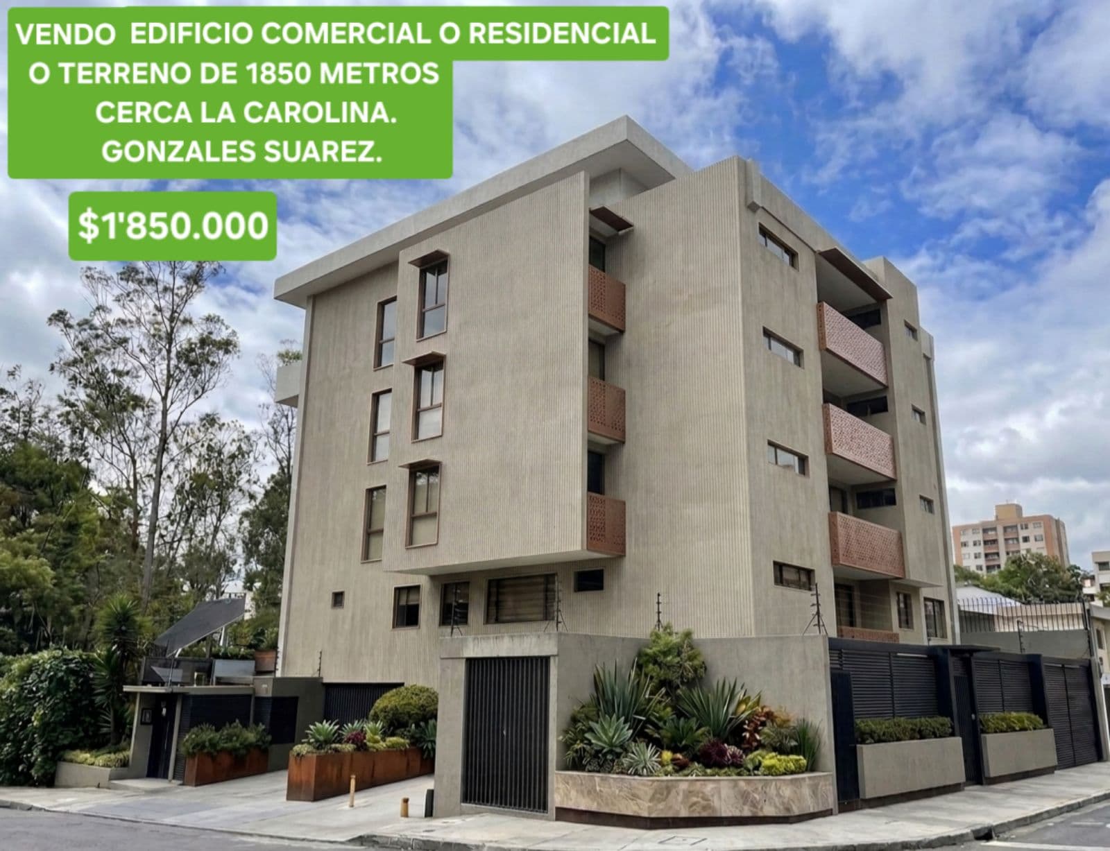 Vendo terreno 1800m² con edificio 1600m2 Constructoras Inversionistas La Carolina González Suárez - 1