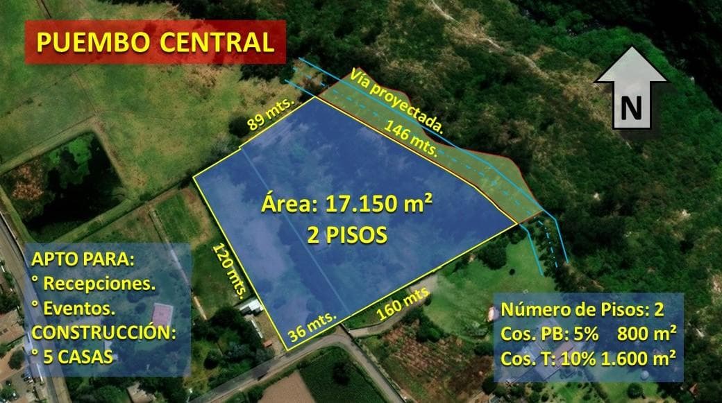 Venta terreno 17.000 m² en Puembo, factible construir 5 casas, con Regadío. - 1