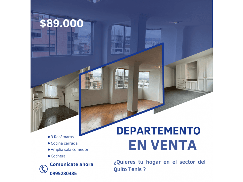 VENTA DEPARTAMENTO QUITO TENIS 3 HABITACINES (VEB) - 1