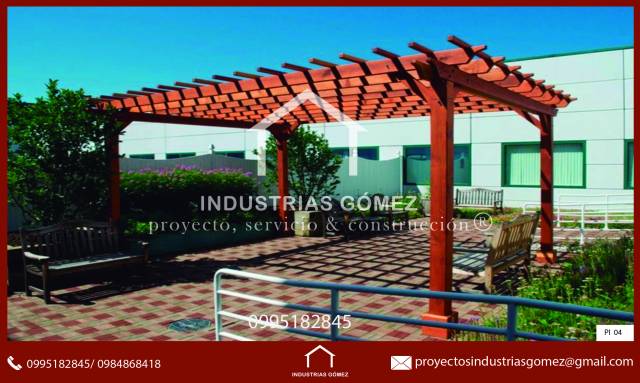INDUSTRIAS GOMEZ-pergola-casas prefabricadas-DECKS-madera-PÉRGOLA-QUITO-PICHINCHA-ECUADOR-CUMBAYA-TUMVACO-EL VALLE -LUMBISI-AUTOS