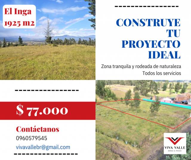 TERRENO DE 1925M2 SECTOR EL INGA - QUITO