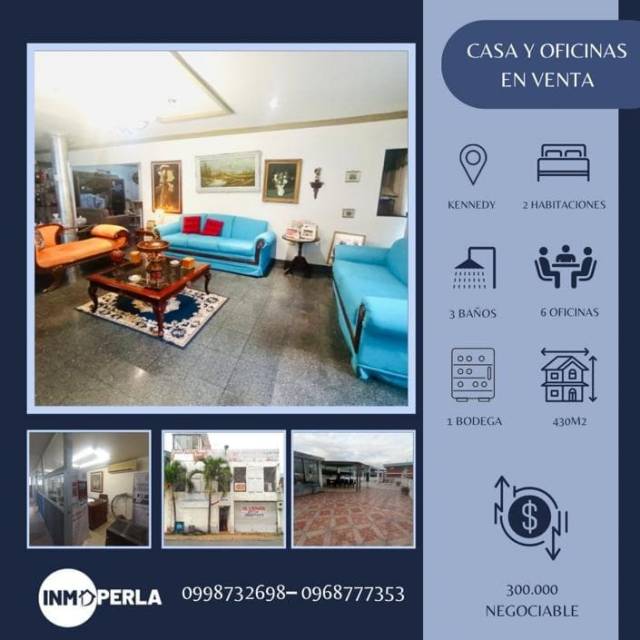 Casa 3 pisos en venta ubicada en Kennedy Norte, con local comercial, 6 oficinas, y amplia terraza.