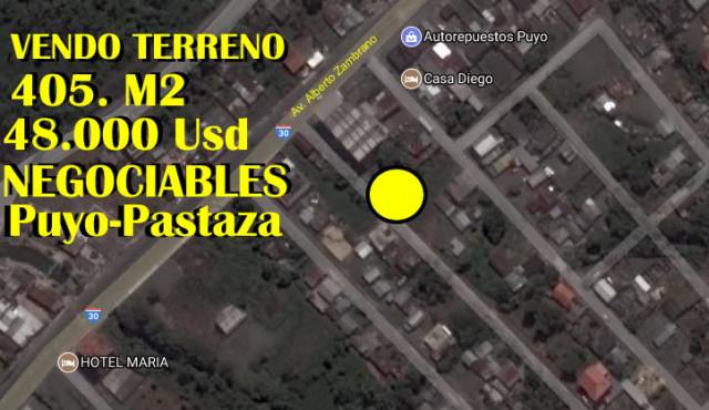 Terreno de Venta en el Puyo. 405 m2