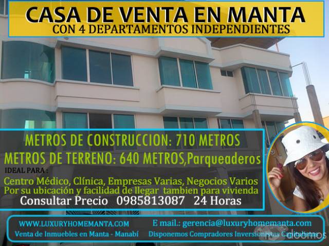 CASA DE VENTA EN MANTA