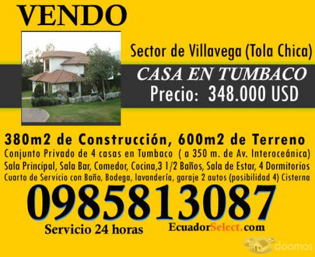 CASA DE VENTA EN TUMBACO SECTOR VILLAVEGA A DOS CUADRAS DE LA PRINCIPAL