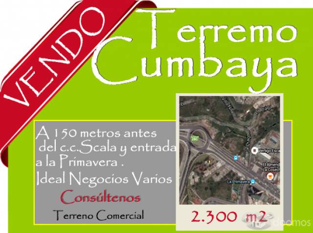 TERRENO COMERCIAL EN LA VIA PRINCIPAL EN CUMBAYA  0985813087