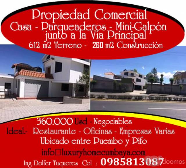 Propiedad Comercial entre Puembo-Pifo