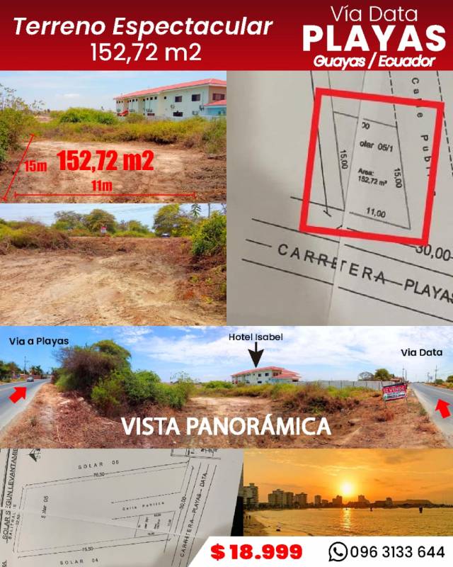 TERRENO EN VENTA VIA DATA-PLAYAS, ECUADOR